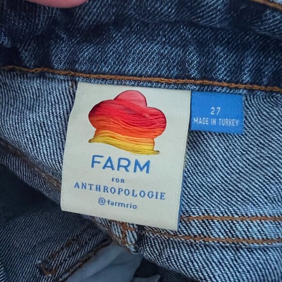 Farm Rio x Anthropologie Colorful Crochet High Rise Denim Shorts Women's Size 27 - Picture 7 of 9